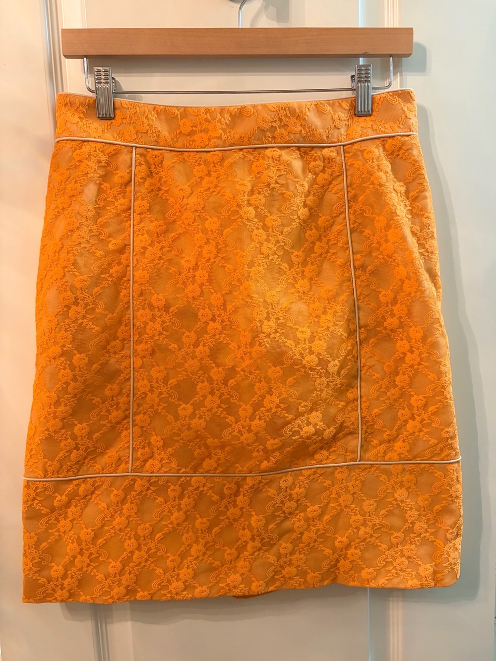 ANTONIO MELANI Orange Lace Pencil Skirt